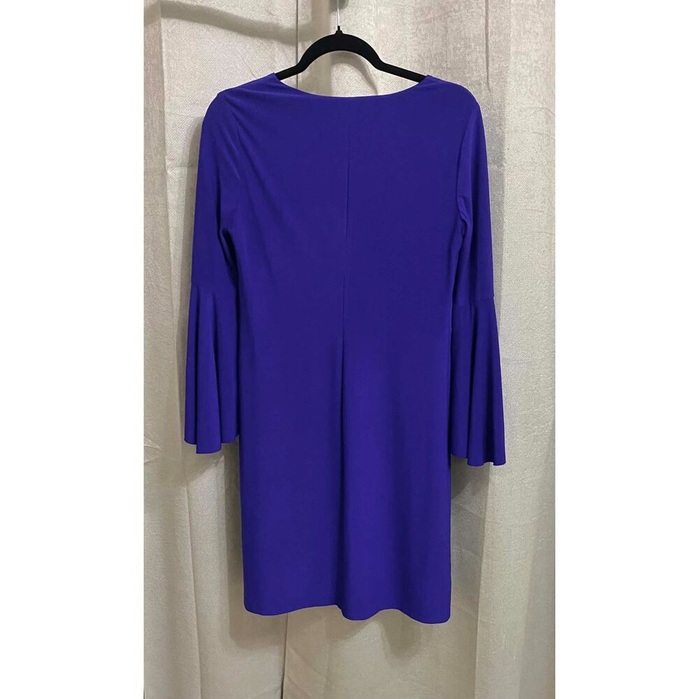 Lauren Ralph Lauren Women's Size 6 Royal Purple Bell Sleeve V-Neck Sheath Dress - Picture 2 of 6